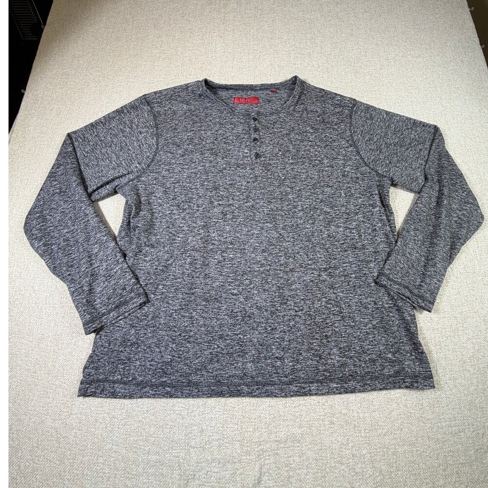 Bruno Milano Men XL Gray Space Dye Long Sleeve Henley Comfort Soft Knit Pullover